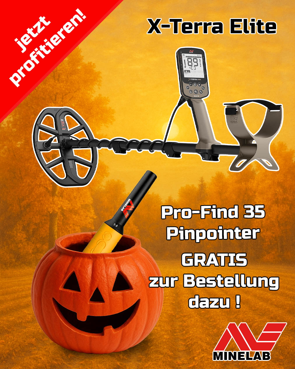 Minelab X-Terra Elite Metalldetektor / Pro-Find 35 Pinpointer GRATIS dazu