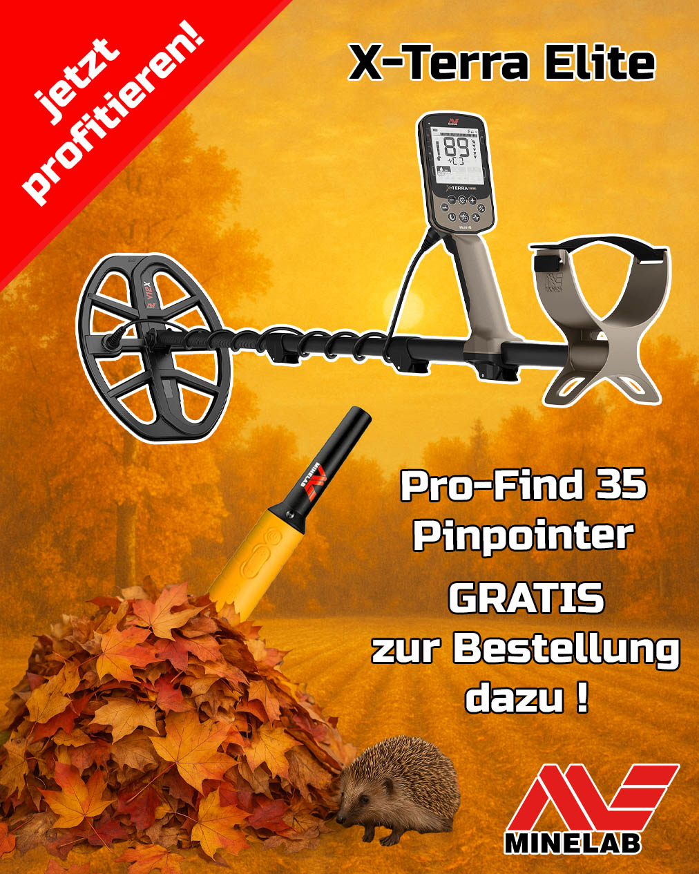 Minelab X-Terra Elite Metalldetektor / Pro-Find 35 Pinpointer GRATIS dazu