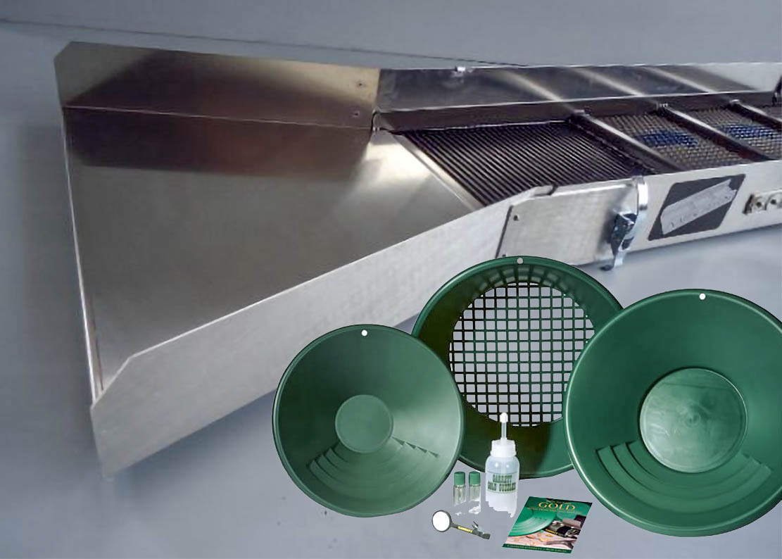 Midi-Napfschleuse mit Trichter + Garrett Goldwaschpfannen -Set