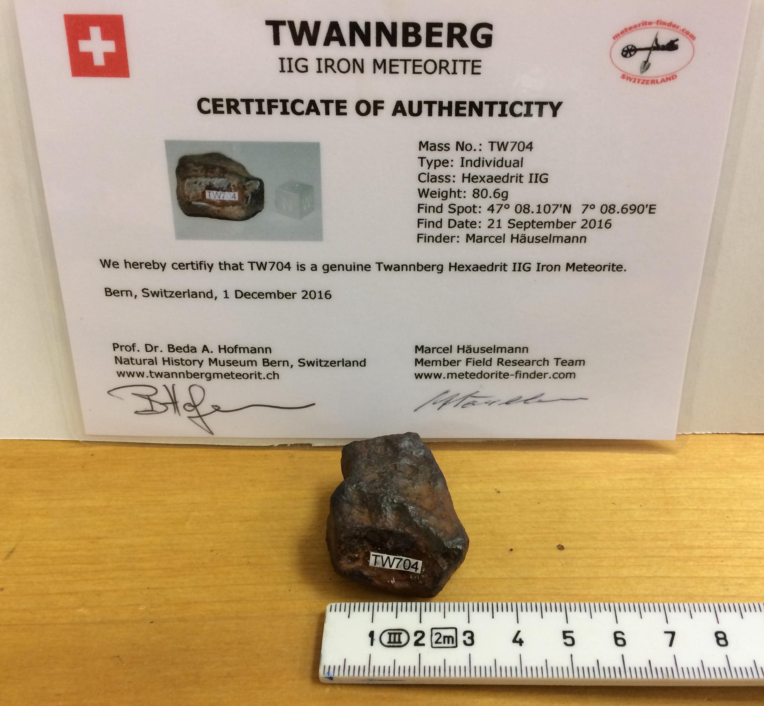 Twannberg Eisenmeteorit 80.6g