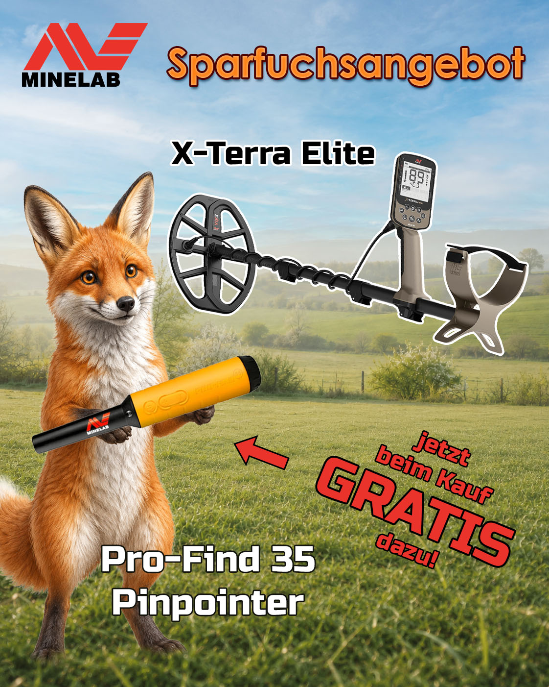 Minelab X-Terra Elite Metalldetektor mit GRATIS Pro-Find 35 Pinpointer